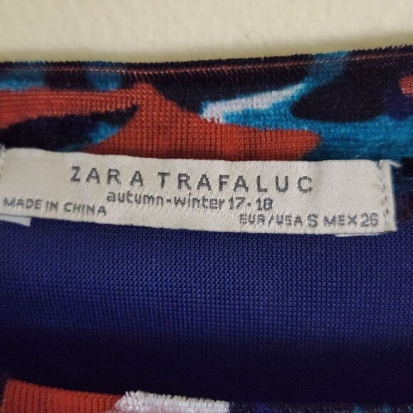 Zara Trafaluc Multi Color Velvet Burnout Top Size S - Picture 4 of 5